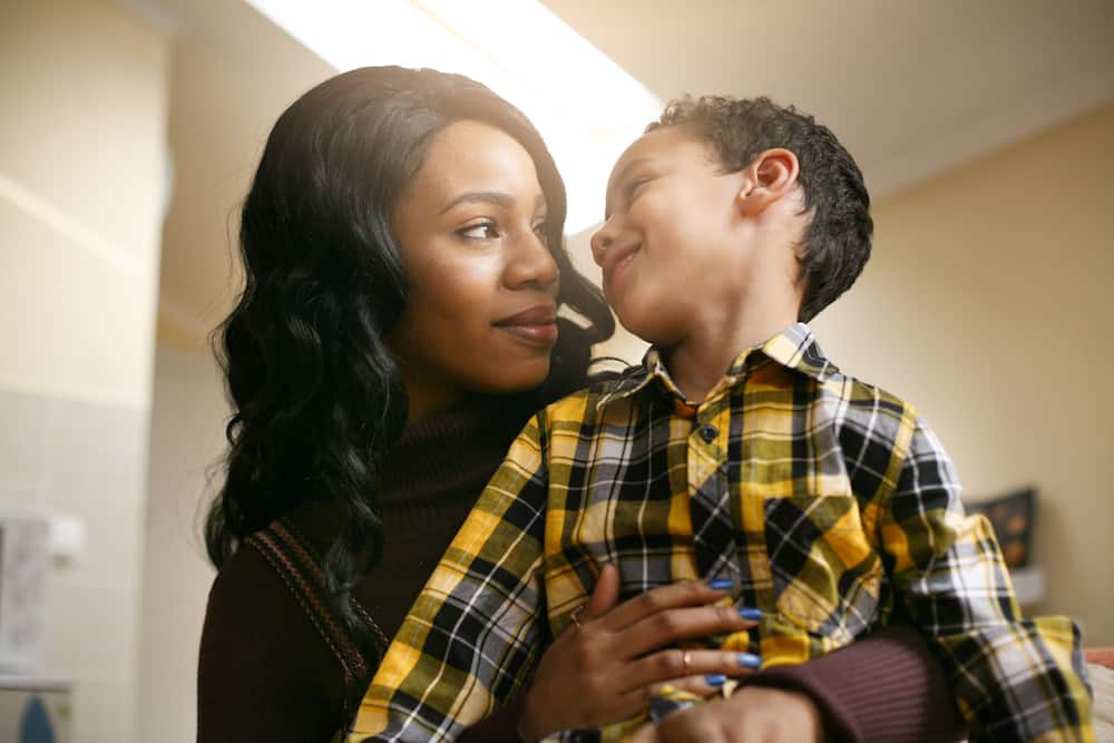 Happy mother and son