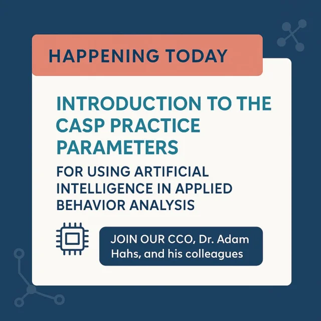 🎤 Live today!
AI + Autism Services: A conversation on practice parameters for using AI in ABA featuring our CCO, Dr. Adam Hahs, and a panel presented by CASP.
⏰ 2 PM ET | 📍 Virtual
🔗 https://www.casproviders.org/events/ai-practice-parameters